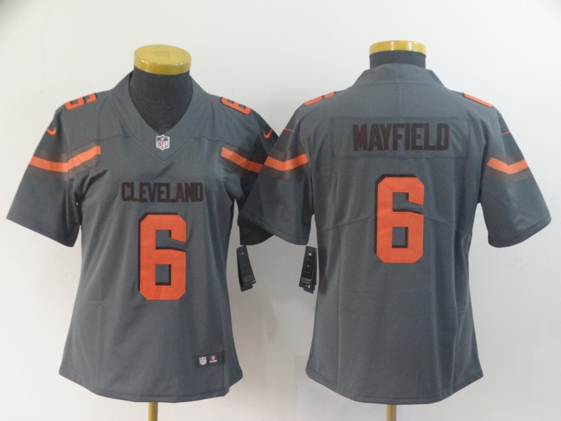 Women Cleveland Browns #6 Mayfield Grey Nike Vapor Untouchable Limited NFL Jersey->women nfl jersey->Women Jersey